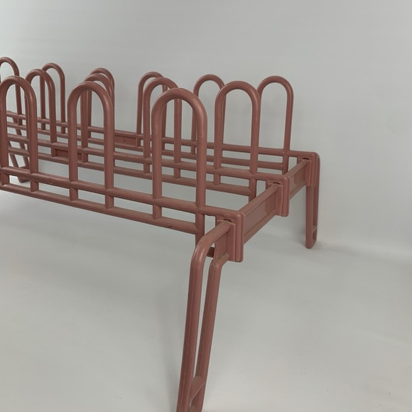 Vintage Dusty Pink Mauve Plastic Shoe Rack Storage 80's Yaffa Style Mod Minimal - Picture 3 of 13